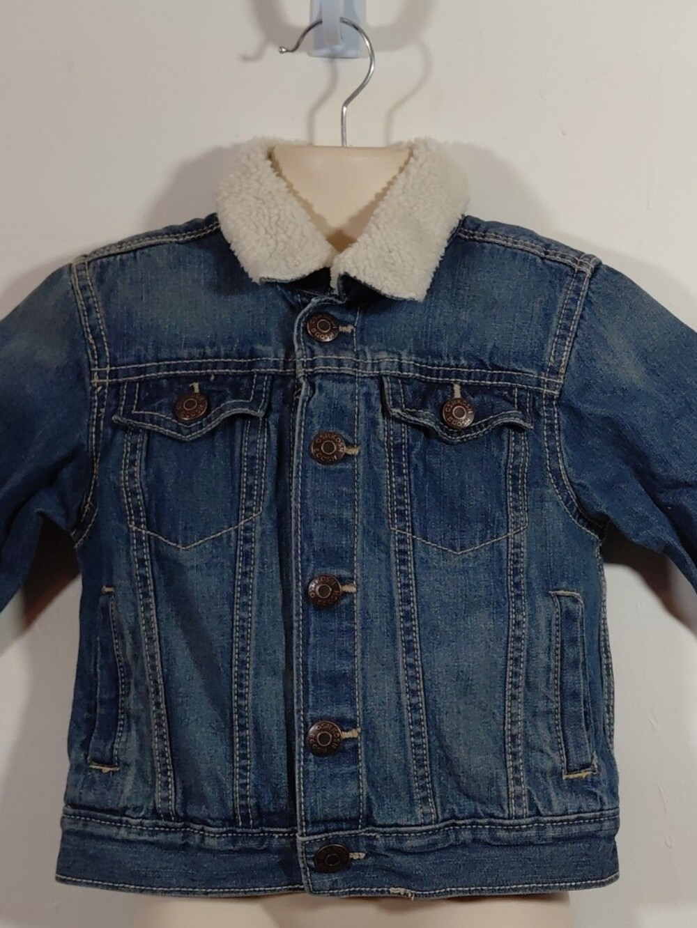 OshKosh B'gosh Blue Cotton Denim Jacket Sherpa Collar 3 Toddler